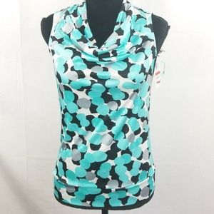 Teal/Grey/black cowl neck sleeveless shirt